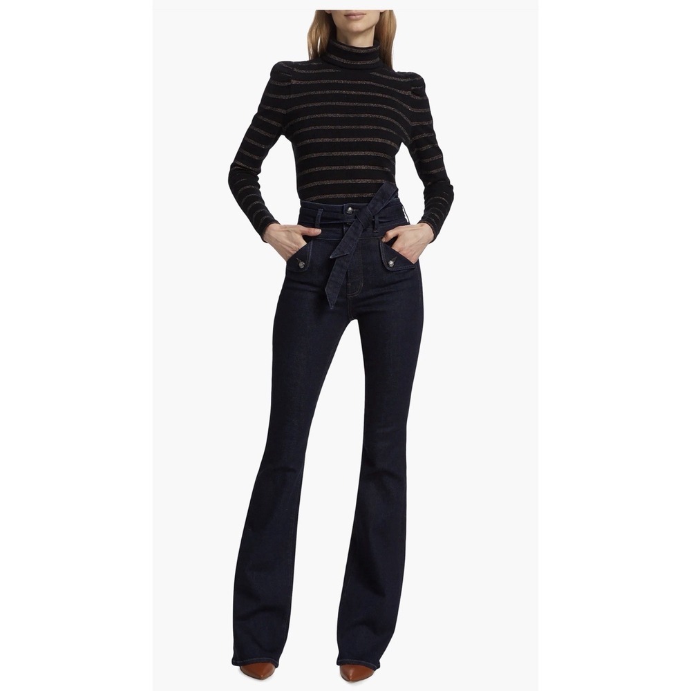 VERONICA BEARD Giselle Flare Jeans Womens sz.26 INDIGO Extra High Rise Belted